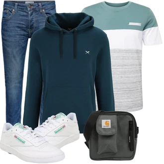 Outfit mit Weiß/Creme Leder Sneaker/Sneaker Low/Skateschuh/Schmaler Sneaker/Sommer Sneaker/Vintage Sneaker Reebok "Alltags Outfit"