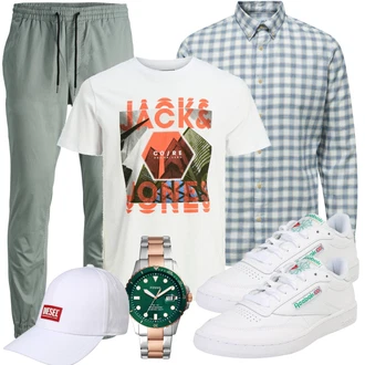 Retro Outfit mit Weiß/Creme Leder Sneaker/Sneaker Low/Skateschuh/Schmaler Sneaker/Sommer Sneaker/Vintage Sneaker Reebok "Freizeit Outfits"Look: Esthetische, Hip Hop, Skater, Sportlich, Steampunk, Unisex, Streetwear, Reggaeton, Retro