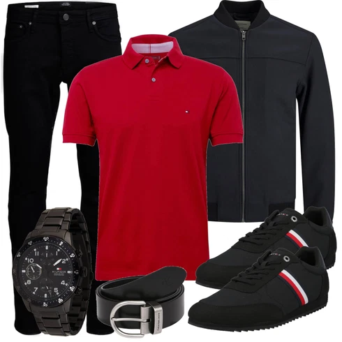 Schwarz/Dunkelblau Lederjacke/Slim Fit Jeans/Leder Schuhe/Low Rise Jean/Biker Jeans/Push up Jeans/Winterjacke/Jeans mit Schlitz/Tapered-Jeans/Low Waist Jean/Thermojeans Jack & Jones kombinieren