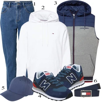 outfit mit Bela Pletenina Tommy Jeans "Vsakdanja oblačila"