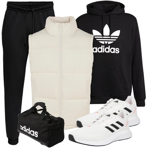 Creme/Khaki/Weiß/Beige Große Größe Mantel/Strick Große Urban Classics kombinieren mit Weiß Sportschuh Adidas Performance