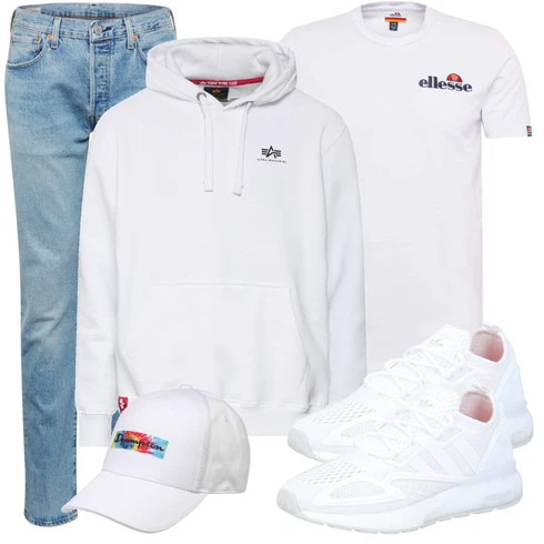 Weiß/Creme Sport Hoodie/Unisex Hoodie/Hoodie/Ausgefallener Hoodie/Vintage Hoodie/Partner Hoodie/Oversize Hoodie Alpha Industries kombinieren mit Hellblau/Blau Dad Jeans/Vintage Jeans/Girlfriend Jeans/Jeans mit Schlitz/Boyfriend Jean/Tapered-Jeans/Mom Jean levi's ®