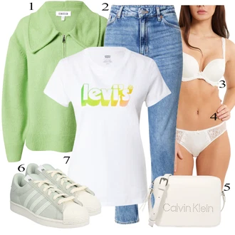 Outfit s Bílá/Béžová/Růžová/Krémová Podprsenka Balconette/Vyztužený podprsenek/Push-Up Podprsenka/Podprsenka Bez Kostic/Podprsenka push-up bez ramínek/Zmenšující Podprsenek/Průsvitná podprsenka a podprsenka s kosticí/Pánské boty ve velikosti 11/Podprsenka s kosticemi/Kožené bundy pro muže lingadore "Praktický vzhled"