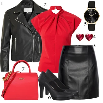 Outfit sa Crna Kožna Suknja/Kožna Mini Suknja/Suknja od umjetne kože Lascana "Zimski Outfit"