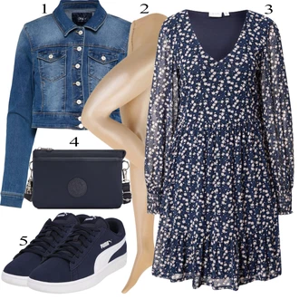 Outfit s Šedá Mini Šaty Vila "Praktický vzhled"