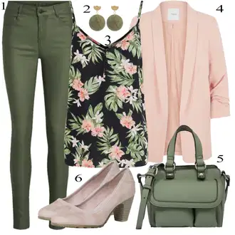 Outfit sa Zeleno Traperica Niskog Struka/Traperica Niskog Struka/Traper Jakna/Remen/Traperice Ravne Nogavice Vila "Zimski outfit"