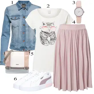 Outfit sa Ljubičasta/Pink Midi suknja od tila/Kratka plisirana suknja/Moderne Suknja/Suknja Iz 90-ih/Midi Suknja About You "Zimski outfit"