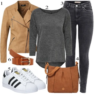 Vintage outfity Zima s Šedá/Tmavě šedá Tričko/Tričko s 3/4 rukávem/Dlouhý top/Dlouhá košile Only "Praktický vzhled"