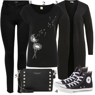 outfit mit Črna/Temno modra Pletena Pajkica/Pajkice z Razporkom/Neprosojna Pajkica/Usnjena Jakna/Oblikovana Pajkica/Tople Pajkice/Športna Pajkica/Podložena Pajkica/Baumwoll Pajkica Only "Oblačila za pomlad"