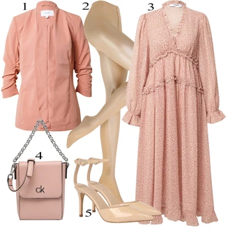Outfit s Fialová/Růžová Šaty Niki/Šaty S Kosticí/Šaty pro Svatebního Hosta Společenské šaty pro hosta/Šaty na Podzim/Vintage Boho Šaty/Boho Šaty Elegantní/Francouzské šaty/Šifonové Šaty/Občanské šaty ABOUT YOU Limited "Elegantní vzhled"