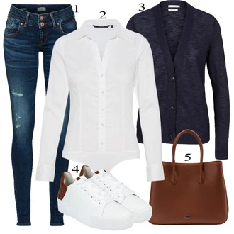 Bombaž outfit mit Krem/Bela Srajca/Bluzasti Body/Slim Fit Bluza VERO MODA "Oblačila za pomlad"