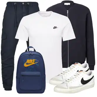 Schmal Kurvige Outfit mit Weiß Bluse Große Größe/Shirt & Top Große Größe/Kurzarm T-Shirt/Ausgefallenes T-shirt/Funktions T-Shirt/T-Shirt Training/Laufschuhe für Männer Nike Sportswear "Outfit für den Frühling"