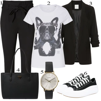 Outfit sa Crna Hlača sa Stremenom/Hlače Visokog Struka/Paperbag Hlača/Pletena Tajica VERO MODA "Tvoj otmjeni outfit"