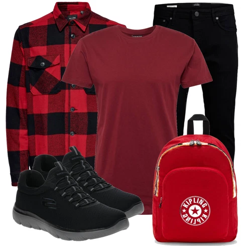 Dunkelrot/Rot/Bordeaux Shirt & Top Große Größe Urban Classics kombinieren mit Rot Rucksack Kipling