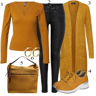 Outfit s Žlutá Teniska Rieker "Ulice Styl Outfit"