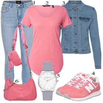 Outfit s Růžová Teniska New Balance "Ulice styl outfitu"