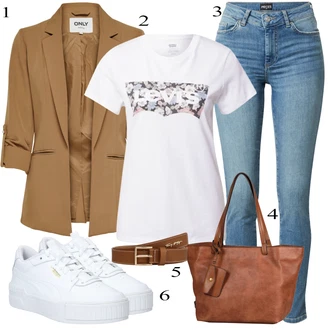Ležérní outfity Business Léto s Hnědá/Béžová Only "Praktický vzhled"Look: Emo, Kancelář, Business, Cool, Pracovní oděvy, Univerzitní, Francouzské