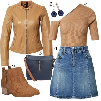 outfit mit Rjava Usnjena Jakna Freaky Nation "Oblačila za pomlad"