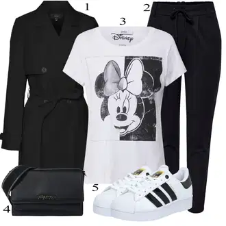 Outfit s Tmavě modrá/Černá Tréninková Kalhoty/Látková Kalhoty/Mušelínové kalhoty/Boyfriend Kalhoty/Žerzejová Kalhoty/Jogger Kalhoty/Ležérní Kalhoty/Mrkvová Kalhoty/Sportovní kalhoty Only "Ulice Styl Outfit"