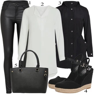 Outfit s Černá Přechodový Kabát/Pláštěnka/Kabát Tří Čtvrtě Délky/Kabát s Úzkým Střihem/Trenčkot/Scuba Kabát/Trenčkot/Letní Kabát/Pláštěnka & Funkční Kabát/Gore-Tex kabát Vila "Jarní outfit pro ženy"