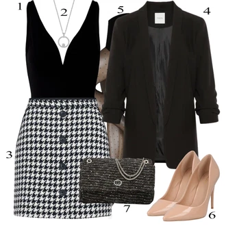 Puntíkatý Outfit s Tmavě šedá/Khaki/Béžová/Růžová/Šedá/Zlatý Punčocháče/Třpytivý punčocháč/Punčocháče Velká Velikost MAGIC Bodyfashion "Elegantní vzhled"