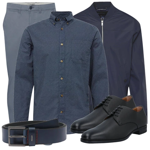 Dunkelblau/Blau BomberJacke/Stehkragen-StrickJacke/StrickJacke Gefüttert/Baumwoll StrickJacke/NylonJacke/SommerJacke/FrühlingsJacke/KastenJacke Matinique kombinieren mit Blau Business Hemd Matinique