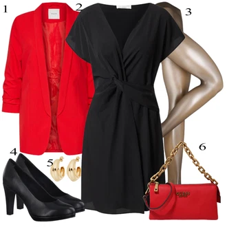 Outfit s Červená/Tmavě červená Oversize Sako/Boyfriend Sako/Dlouhý Sako/Teplákový blejzr/Kožená bunda pro muže Pieces "Elegantní vzhled"