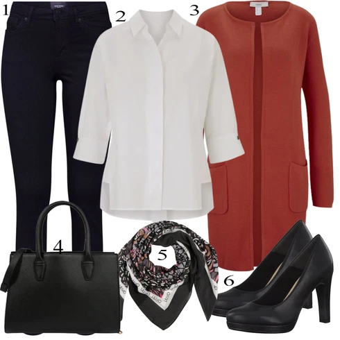 Kombinace Šedá/Bílá/Khaki/Hnědá Halenka S 3/4 Rukávem/Blůza s knoflíčkem/Businessová Halenka/Žehlení odolná blůza/Oversize Halenka/Tunikové Tričko rick cardona by heine kombinovat s Červená Pletený Oděv Kardigan Heine