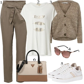 Z Cutworkom outfit mit Zelena/Khaki/Bela/Bež/Siva Srajca & majica velike velikosti/Majica & Top/Bluza velika velikost About You "Oblačila za pomlad"