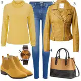 Žute Kožne Jakne Outfiti image