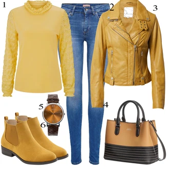 Outfit sa Žuta Chelsea Gležnjača/Kožna Jakna/ljetna gležnjača/Ravna Gležnjača/Podstavljena Gležnjača Lascana "Zimski outfit"