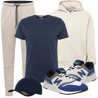 Retro Outfit mit Hellblau/Dunkelblau/Blau gesundheitsschuh/Sneaker Low/Sommer Sneaker/Vintage Sneaker/Walkingschuh New Balance "Sportliches Outfit"Look: Color Blocking, Outdoor, Retro, Sportlich, Steampunk, 80er, Classic, Workwear