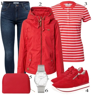 Outfit s Červená Teniska se Třpytkami Gabor "Ulice Styl Outfit"