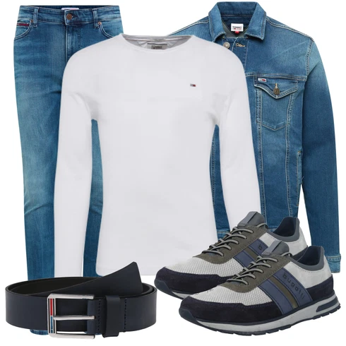 Weiß/Schwarz/Creme Langarm-Shirt/Funktions T-Shirt/Longshirt/Klassische Länge/Rollkragenshirt Tommy Jeans kombinieren