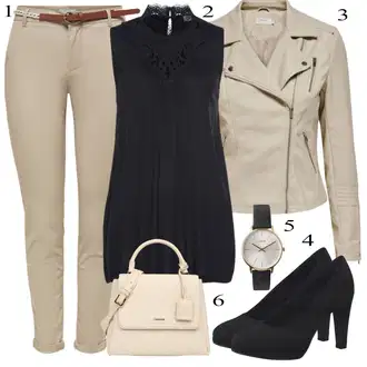 Outfit sa Bež Remen/Hlače Visokog Struka/Chino Hlače/Veći Broj Only "Tvoj otmjeni outfit"