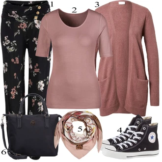 Outfit s Černá/Růžová/Hnědá Teplák/Legíny s Podšívkou/Domácí Kalhoty/Pyžamová Kalhoty/Kalhoty s Potiskem/Legíny na Jógu Lascana "Ulice Styl Outfit"