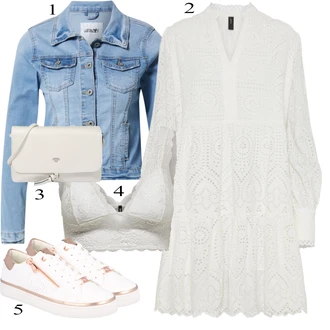 Outfit s Krémová/Bílá Košilové šaty/Pletené Šaty/Svetrové Šaty/Zimní Pletené Šaty/Šaty S Kosticí/Halenkové Šaty/Pouzdrové Šaty S Dlouhým Rukávem/Háčkované Šaty/Zimní šaty s dlouhým rukávem/Krajkové Šaty/Tunikové šaty yas "Ulice styl outfitu"