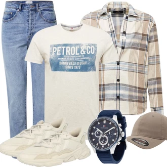 Outfit mit HellBlau/Blau Mom Jean/High Waist Jeans/Girlfriend Jeans/Dad Jeans/Tapered-Jeans/Boyfriend Jean/Cropped Jeans/Vintage Jeans/Jeans mit Schlitz/Winterjacke DAN FOX APPAREL "Alltags Outfit"