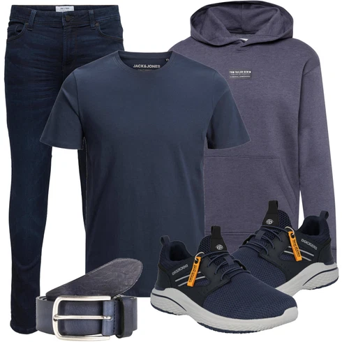 Dunkelblau/Blau Bluse Große Größe/Kurzarm T-Shirt/Funktions T-Shirt/Ausgefallenes T-Shirt/Casual T-Shirt/Laufschuhe für Männer/Sport-T-Shirt/Shirt/Longshirt/Klassische Länge/Shirt & Top Große Größe Jack & Jones kombinieren