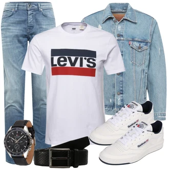 Outfit mit Creme/Weiß Leder Sneaker/Sneaker Low/Skateschuh/Schmaler Sneaker/Sommer Sneaker/Vintage Sneaker Reebok "Alltags Outfit"