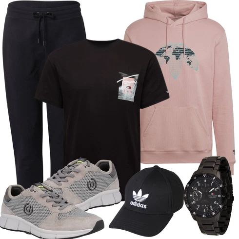 Schwarz/Dunkelblau Jogginghose/Jogger Hose/Musselin Hose/Boyfriend Hose/Trainingshose/Jerseyhose/Fleecehose/Sporthose/Freizeithose DAN FOX APPAREL kombinieren