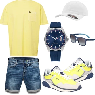 Knielang Outfit mit Blau Bermuda/Jeans Short G-Star Raw "Alltags Outfit"