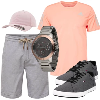 Outfit mit Grau/Hellgrau/Khaki Short Große Größe/Damenunterwäsche und Badebekleidung/Hose Große Größe/Bermuda/Chino Shorts/Leinen-short/Musselin Shorts jack's "Alltags Outfit"