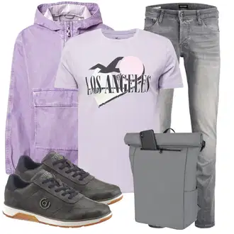 Outfit mit Grau/Hellgrau/Dunkelgrau Biker Jeans/Slim Fit Jeans/Lederjacke/Low Rise Jean/Leder Schuhe/Herren Lederjacke/Jeans mit Schlitz/Low Waist Jean/Winterjacke Jack & Jones "Alltagsoutfit"