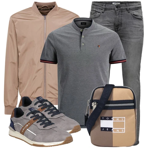 Dunkelgrau/Dunkelblau/Grau/Hellgrau/Rot T-Shirt Poloshirt Jack & Jones kombinieren
