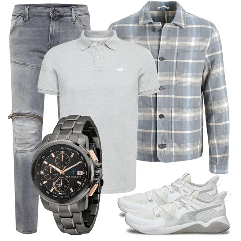 Kariert Grau/Blau/Hellblau ShirtJacke/SommerJacke/SchlupfJacke/UniformJacke/BlusenJacke/Vintage Jacke/FrühlingsJacke/Flanellhemd/Kariertes Hemd Jack & Jones kombinieren