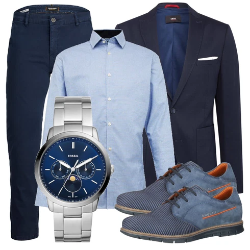 Dunkelblau/Hellblau/Blau Bluse Große Größe/Business Hemd/Businesshemd SELECTED HOMME kombinieren
