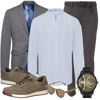 Outfit mit Grau Anzug Selected "Buro Outfit"