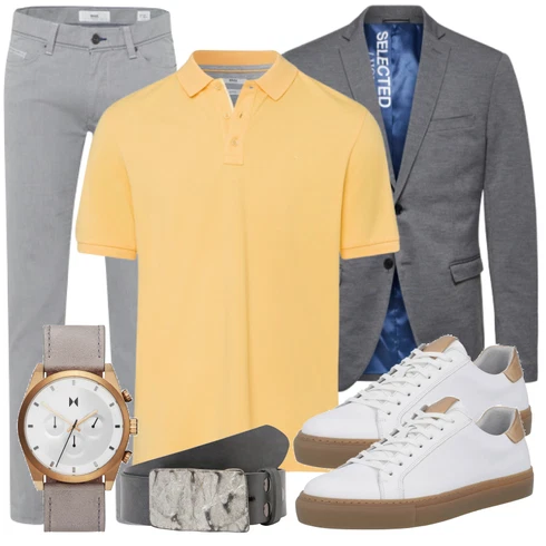 Weiß/Orange Poloshirt Brax kombinieren