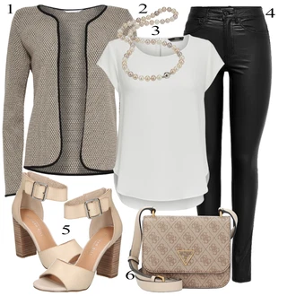 Elegantní Outfit s Bílá/Krémová/Šedá Halenka a Tunika Tunika/Tričko & Top Móda Pro Plnoštíhlé/Halenka Móda Pro Plnoštíhlou Only "Jarní Outfit"Look: Styl, Lehký, 20 léta, Cool, Elegantní, Moderní, Skromné